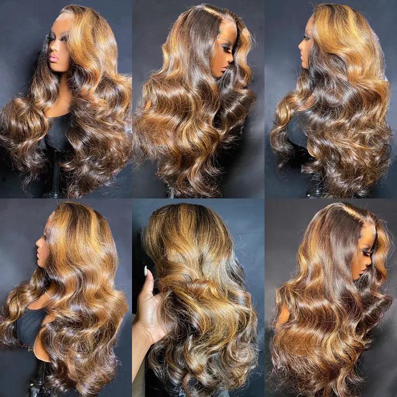 13x4 Lace Frontal Perruque Couleur Mélangé #1b427 Body Wave - SHINE HAIR