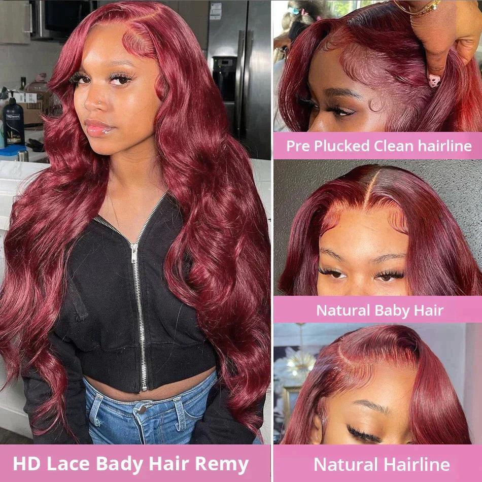 13x4 Lace Frontale Perruque Couleur 99j Body Wave - SHINE HAIR