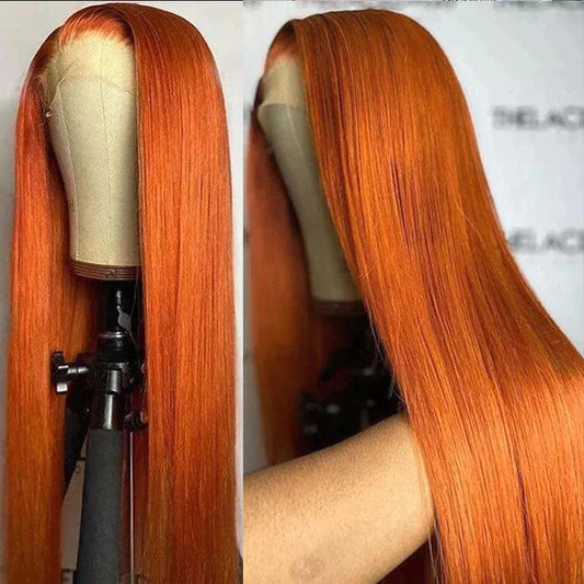 13x4 Perruque Orange Lace Frontale Couleur Straight - SHINE HAIR