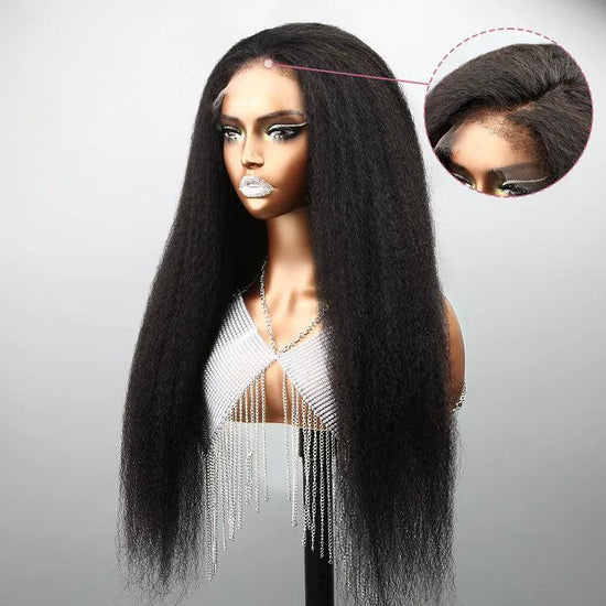 13x4 Prix Très Bas 4C Edges HD Lace Frontale Perruque Cheveux Humains Kinky Straight - SHINE HAIR