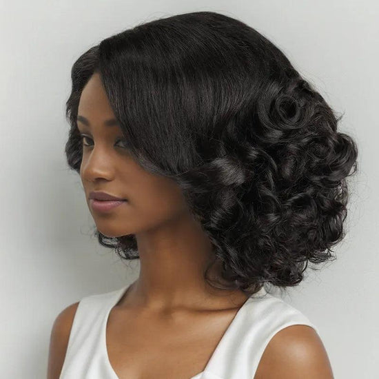 13x4 Rebondissement Bob Rose Bouclée Perruque Frontale Dentelle Cheveux Humains - SHINE HAIR