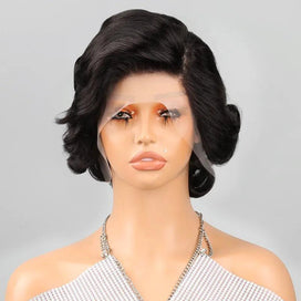 13x4 Romantique Rose Bouclé Bob Perruque Partie Droite Dentelle Frontal Wig - SHINE HAIR