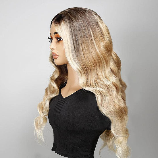 13x4 Stylisme Designer Perruque Couleur Ombre blonde Ocean Wave Cheveux Humains - SHINE HAIR