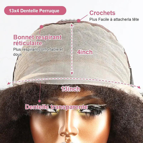 13x4 Super Afro Kinky Curly Bob Bouclé Perruque Dentelle Frontal Wig - SHINE HAIR