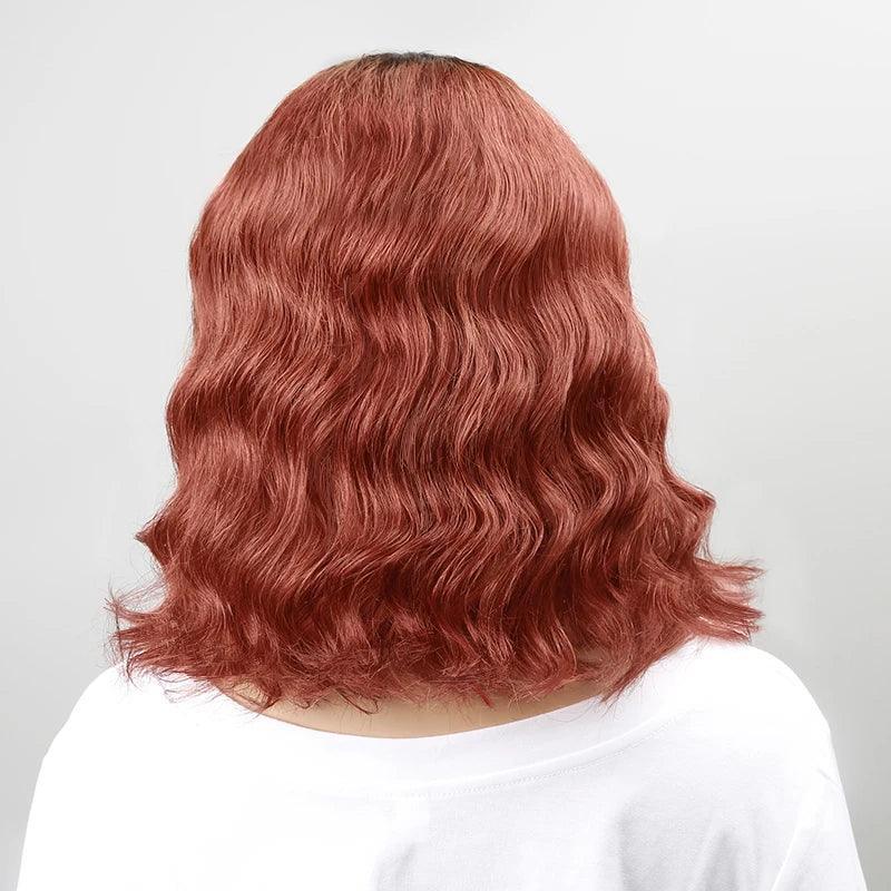 13x4 T-Shape Vague Naturelle Ombre orange Bob Perruque Lace Frontale - SHINE HAIR