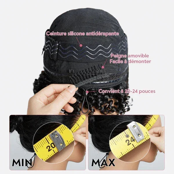 Doux Crépus Glueless Couleur Highlight Bob 13x4 Perruque Sans Colle Kinky Curly 250% Densité