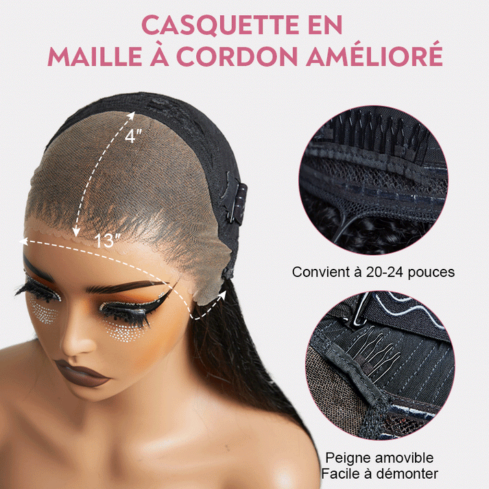 Glueless Pré-épilée Couleur Brun Highlight 13x4 Perruque Bob Sans Colle Casquette À Cordon