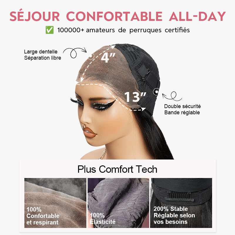 Coupe Layered Pré-tout 13x4 Glueless Couche Couleur Naturelle Bob Perruque Sans Colle Ondulé