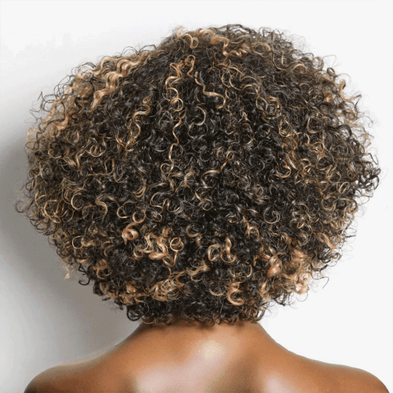 13x6 T Partie Dentelle Classique Blond Miel Highlight Bob Kinky Curly - SHINE HAIR
