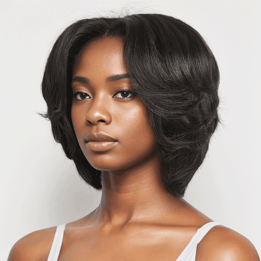 13x6 T Partie Dentelle Elégante Coupe Pixie Courte Boss Vibe Perruque Bob Minimaliste - SHINE HAIR