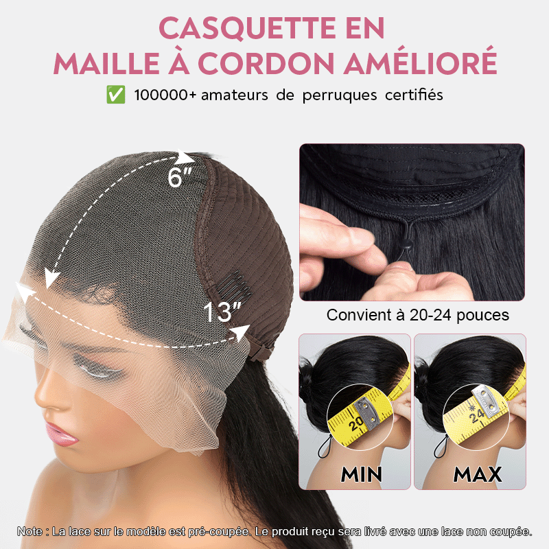 Perruque Gluesless Bob Lisse Vietnamien Vierge 13x6 Coloration Ombré Ligne en M Sans Effort Sans colle