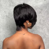 Perruque Pixie Dégradée Courte Glueless avec Frange de Côté Asymétrique Noir