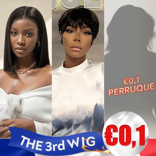 𝟑ᵉ 𝐩𝐞𝐫𝐫𝐮𝐪𝐮𝐞 𝐚̀  €𝟎,𝟏🔥Glueless 9x6 Bob Perruque Sans Colle 4C Edeges 10"+Glueless Pixie Perruque Straight Taille Modèle