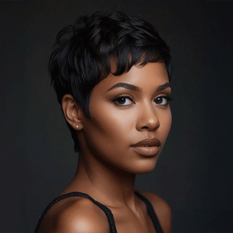 Patron Mature Coupe Pixie Avec Ondulation De L'eau Glueless Bob Perruque