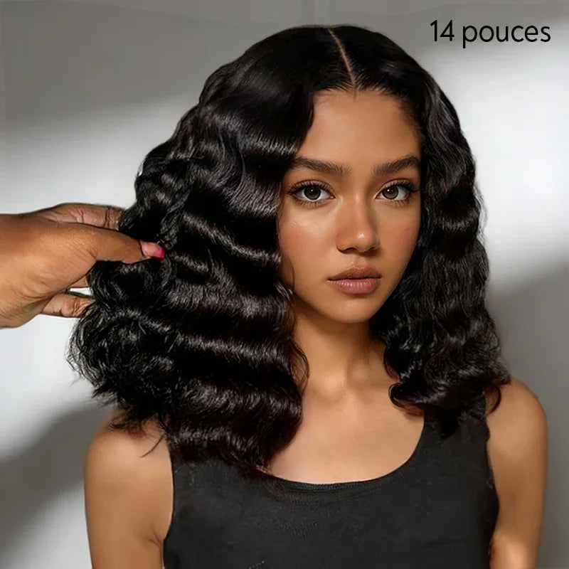 Volumineux Et Élégant Glueless Wear Go 5x5 Perruque Bob Sans Colle Cheveux Humains Ondulé
