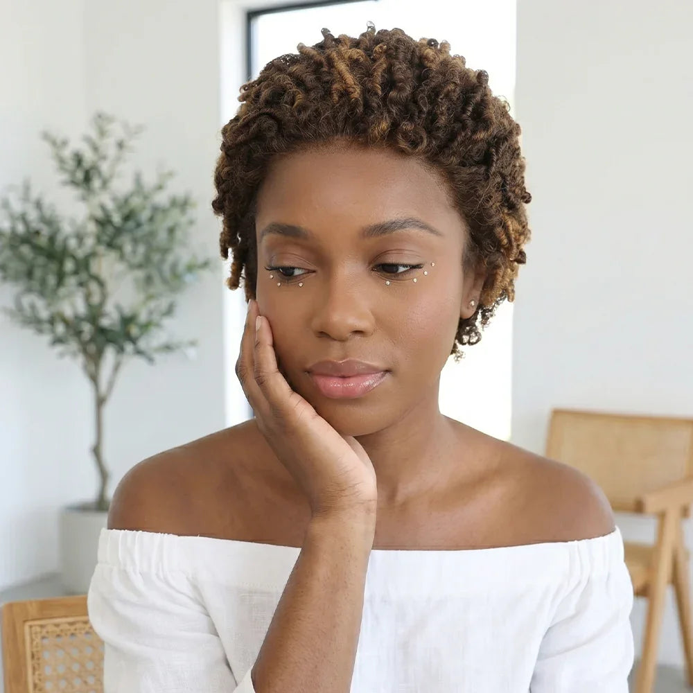 Chic Perruque 4/30 Afro Kinky Curly Noir 13x4 Lace Cheveux Courts Bouclés Portez Et Partez