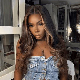 Glueless Luxe Couche 13x4 Highlight Perruque Sans Colle Ondulé Cheveux Humains Wear Go 250% Densité