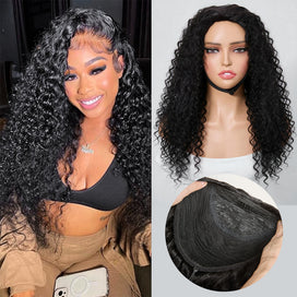 🔥4 In 1 Half Wig Water Wave Demi-Perruque À Cordon Serrage Flexi-Fit