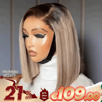 Facile à Porter 3 Secondes Glueless 13x4 Couleur Gris Thé Au Lait Perruque Bob Sans Colle Lisse