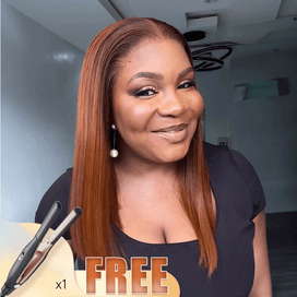 Confort Ultime Glueless 13x4 Avant Tout Gingembre Ombre Lisse Perruque Sans Colle