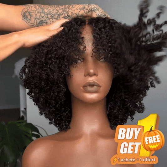 𝑩𝒖𝒚 1 𝑮𝒆𝒕 1 𝑭𝒓𝒆𝒆💥Go Natural Ease Doux Crépus Glueless Bob 4x4 Perruque Sans Colle Kinky Curly