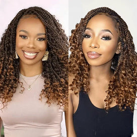 Perruque Tressée Bohème Ombre Brun En Dentelle Intégrale Avec Cheveux Bébé Synthétique 300% Densité