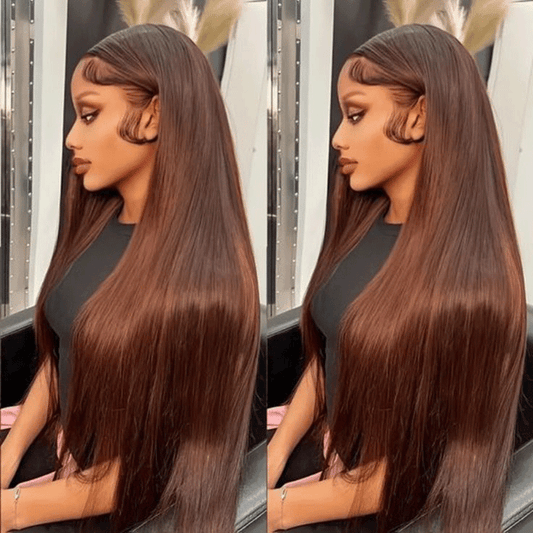 Flash Sale 13x4 Dentelle Couleur Chocolat Perruque Cheveux Humains Lisse (Aucun cadeau gratuit n'est offert）
