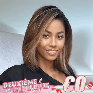 𝟐ᵉ 𝐩𝐞𝐫𝐫𝐮𝐪𝐮𝐞 𝐚̀ 𝟎€🔥Glueless Légère Perruque Couleur Blonde Highlight 13x4 Bob Sans Colle Casquette À Cordon
