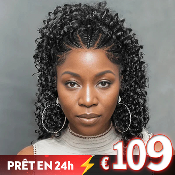 𝐏𝐫𝐞̂𝐭 𝐞𝐧 𝟐𝟒𝐡⚡13x4 Glueless Perruque ReadyBraid Jerry Bouclé Bob Perruque Sans Colle Pré Tressée