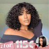 Bob Curly Wig with Bangs Black #4/27 Color 200% Density