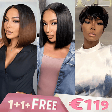 1+1+𝑭𝒓𝒆𝒆💥L'Élégance Sans Effort Soyeux 2x6 Dentelle Perruques Cheveux Humains