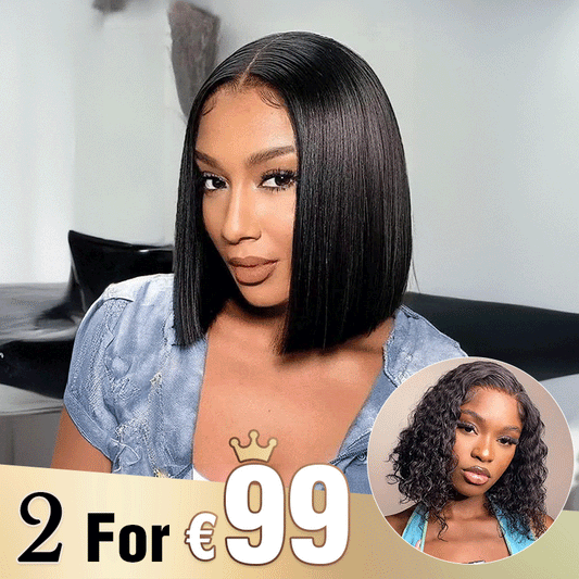 2 𝑭𝑶𝑹 €99🔥 Perruque Bob Bandeau Cool Pour Débutants Pour L'Été Cheveux Humains Vierges