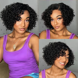 𝐏𝐫𝐞̂𝐭 𝐞𝐧 𝟐𝟒𝐡⚡Tendances Courte Bob Perruque 13x4 Dentelle Bouclé Cheveux Humains