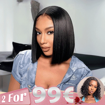 2 𝑭𝑶𝑹 €99🔥 Perruque Bob Bandeau Cool Pour Débutants Pour L'Été Cheveux Humains Vierges