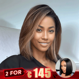 2 𝑭𝑶𝑹 €145🔥 Chic Vente À Chaud Pré-épilé Bob Perruque Qualité Supérieure Cheveux Humains