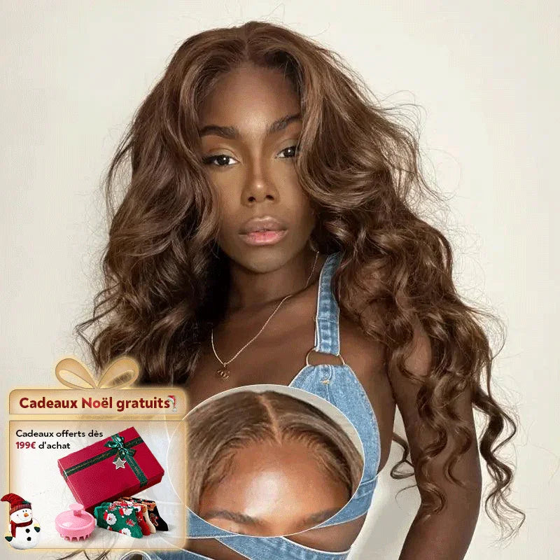 Glueless Couleur Brun Chocolat 13x4 Perruque Sans Colle Body Wave Cheveux Humains