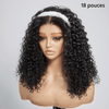 4 In 1 Half Wig Deep Curly/Yaki straight Demi-Perruqu À Cordon Serrage Flexi-Fit 250% Densité