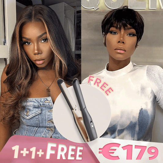 1+1+𝑭𝒓𝒆𝒆💥Glueless Luxe Couche Highlight Perruque Sans Colle Cheveux Humains