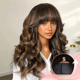 Glueless Couleur Blond Highlight 4x4 Perruque Sans Colle Avec Frange  Capuchon Réglable