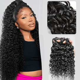Extensions Noir Tissage Cheveux Bruts Water Wave