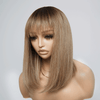 Ready to Wear Glueless Couleur Ombre Thé Lait Dégradé Lisse Perruque Sans Colle Bob Avec Frange