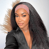 4 In 1 Half Wig Deep Curly/Yaki straight Demi-Perruqu À Cordon Serrage Flexi-Fit 250% Densité