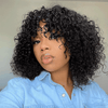Bob Perruque Bouclée avec Frange Noir #4/27 Couleur 200% Densité