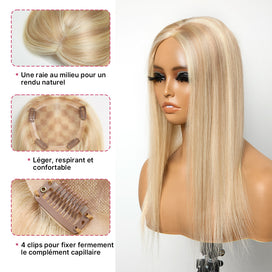 Postiche Top Piece Balayage 18/613 Complément capillaire Dentelle 5x5 Coupe Dégradée Fluide (Non Perruque)