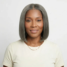 🔥𝘿𝙀𝙍𝙉𝙄𝙀̀𝙍𝙀 𝙐𝙉𝙄𝙏𝙀́ Boss Mature Lisse Confidence Elegance Bob Couleur Lin Gris 13x4 Dentelle Perruque Cheveux Humains