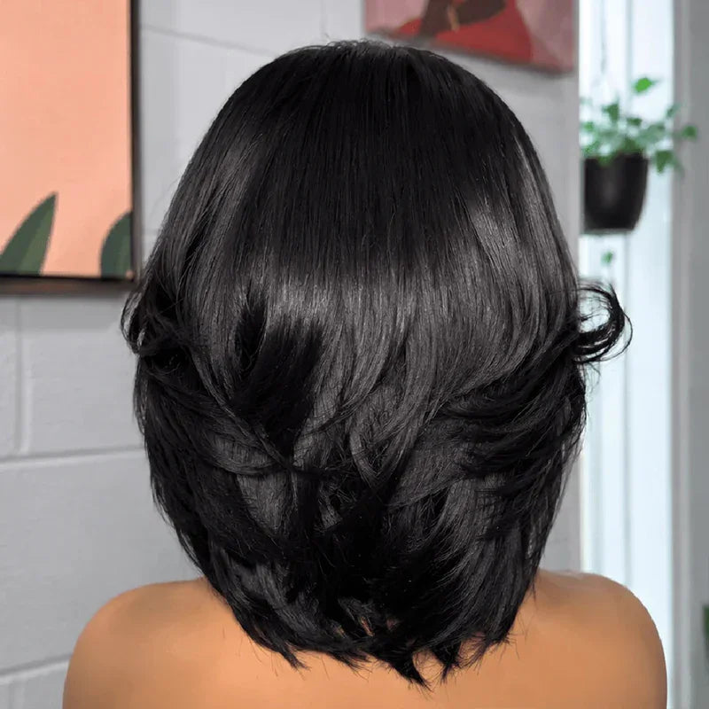 Chic 4x4 Glueless Perruque Bob San Colle Bob Dégradé à Pointes Retournées