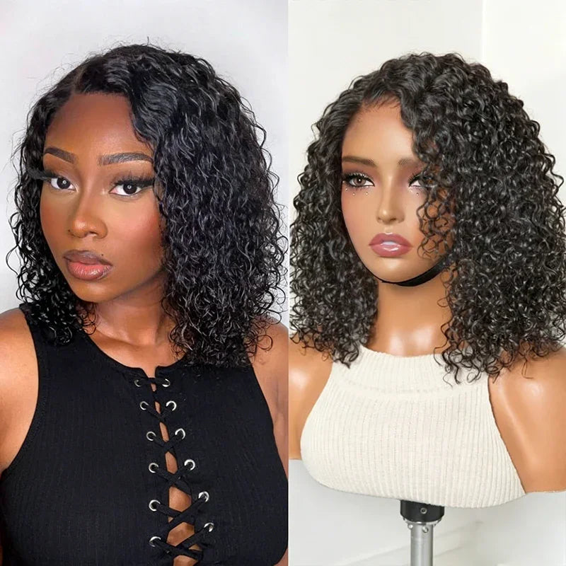 Chic Sans Ondes Romaines Effort Perruque 5x5 13x4 Glueless Water Wave Avec Raie au Milieu Short Wig