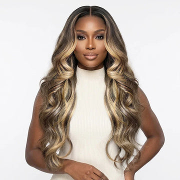 13x4 Glueless #4/27 Blonde Highlight Perruque Sans Colle Body Wave Frontal Wig
