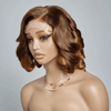 Boss Mature Ondulé Couleur Marron Ombre Bob 4x4 Dentelle Minimaliste Perruque Cheveux Humains