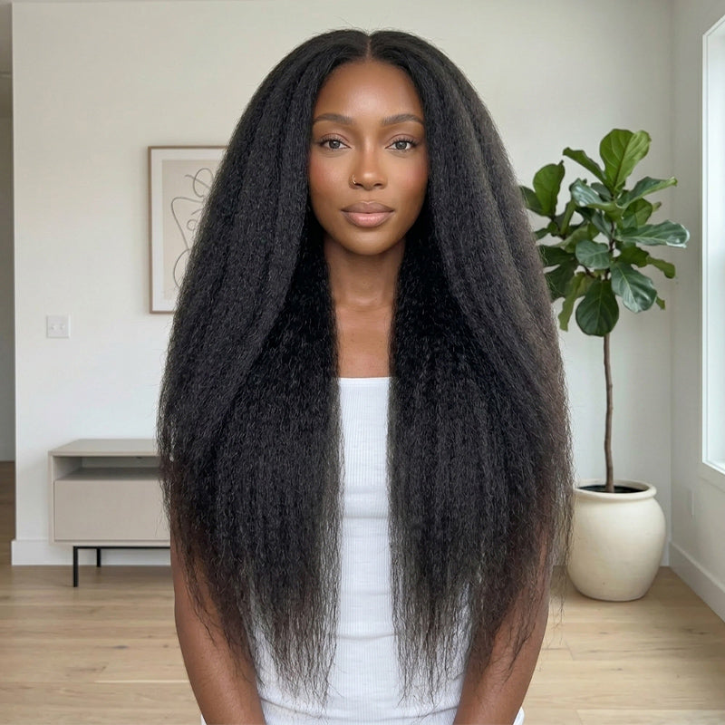 𝐏𝐫𝐞̂𝐭 𝐞𝐧 𝟐𝟒𝐡⚡Densité de 300 % Perruque 6X6 HD brésilienne cheveux humains Kinky Straight Lisse devant dentelle